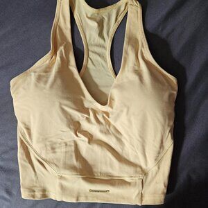 Gymshark Pale Yellow V-Neck Racerback Crop Top